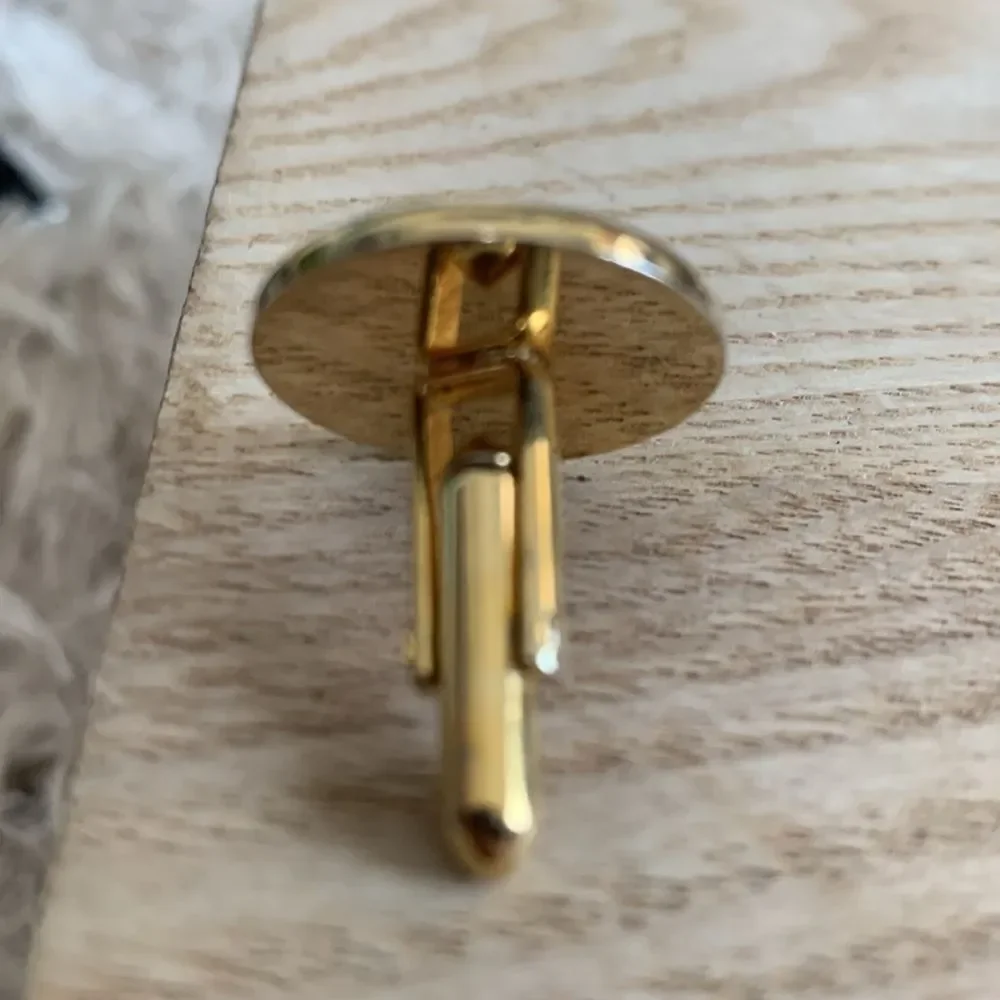 Vintage Swank Gold Tone Geometric Cuff Links & Tie Tack With Original Box